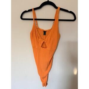 Wild Fable Orange Knot Asymmetrical Cut Out Body Suit Size Small